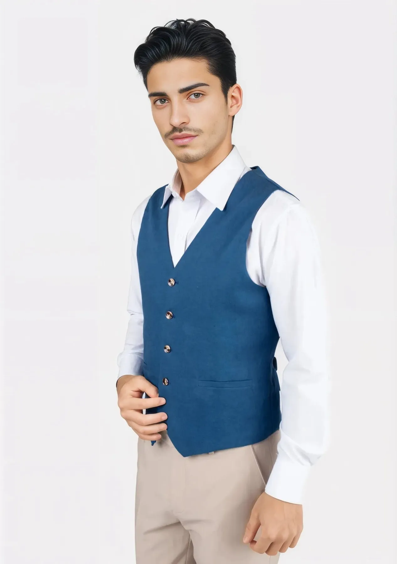 Marine Blue Linen Vest sold by Sartoro product image thumbnail 2