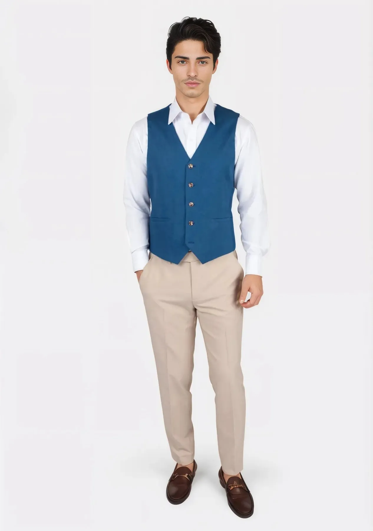 Marine Blue Linen Vest sold by Sartoro product image thumbnail 3