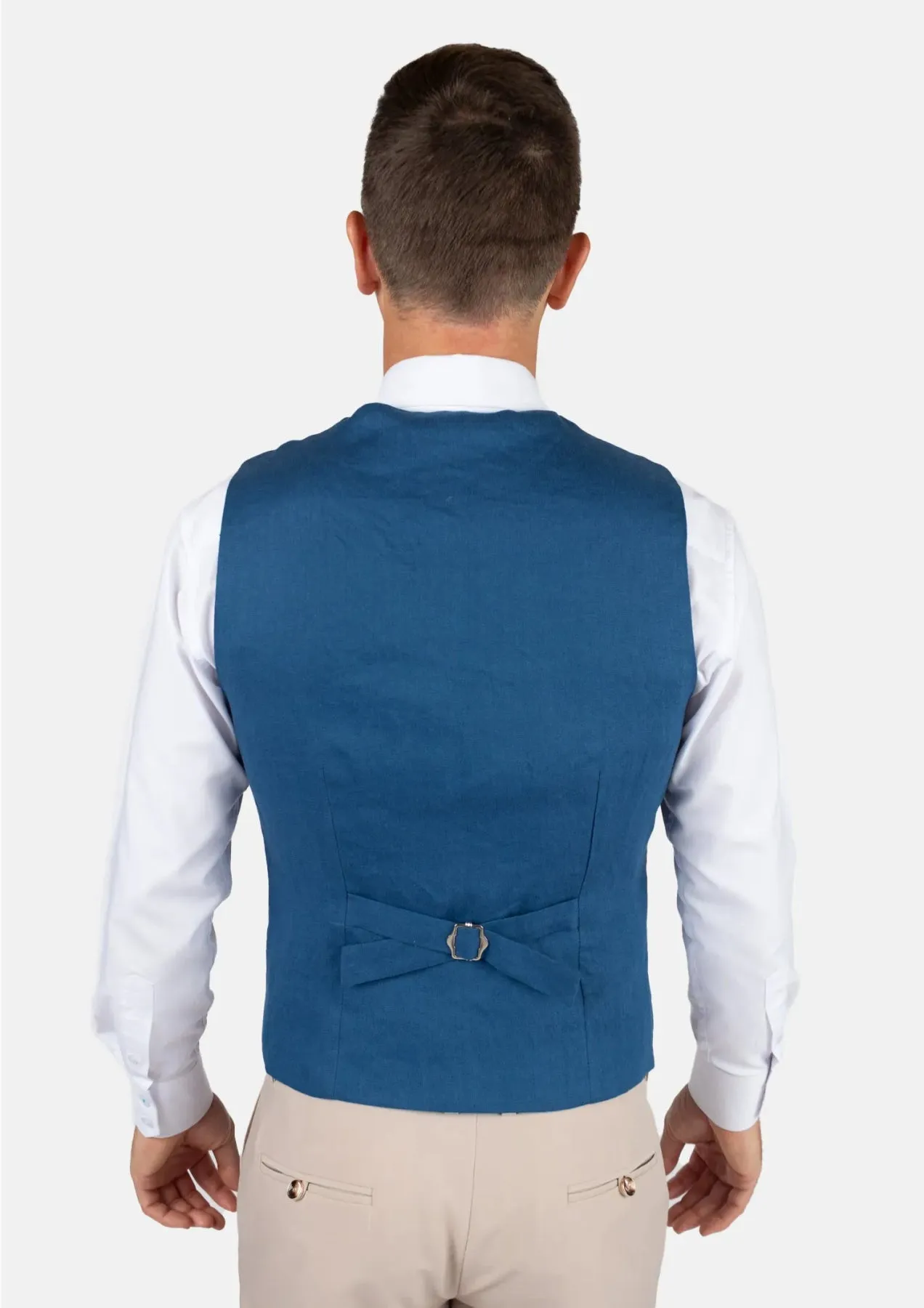 Marine Blue Linen Vest sold by Sartoro product image thumbnail 4