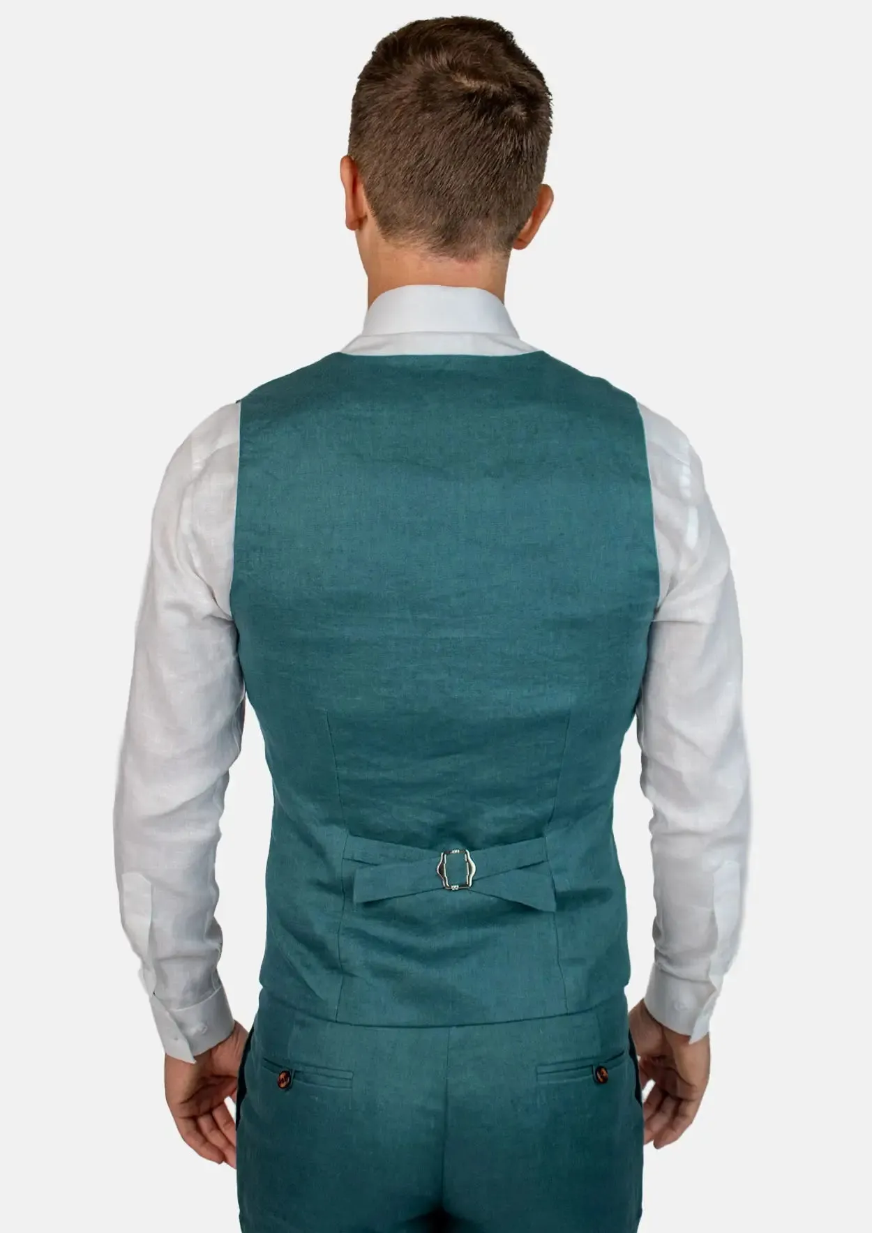 Deep Teal Linen Vest sold by Sartoro product image thumbnail 4
