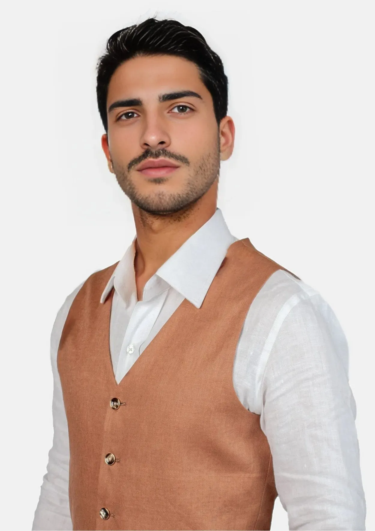 Amber Brown Linen Vest sold by Sartoro product image thumbnail 2