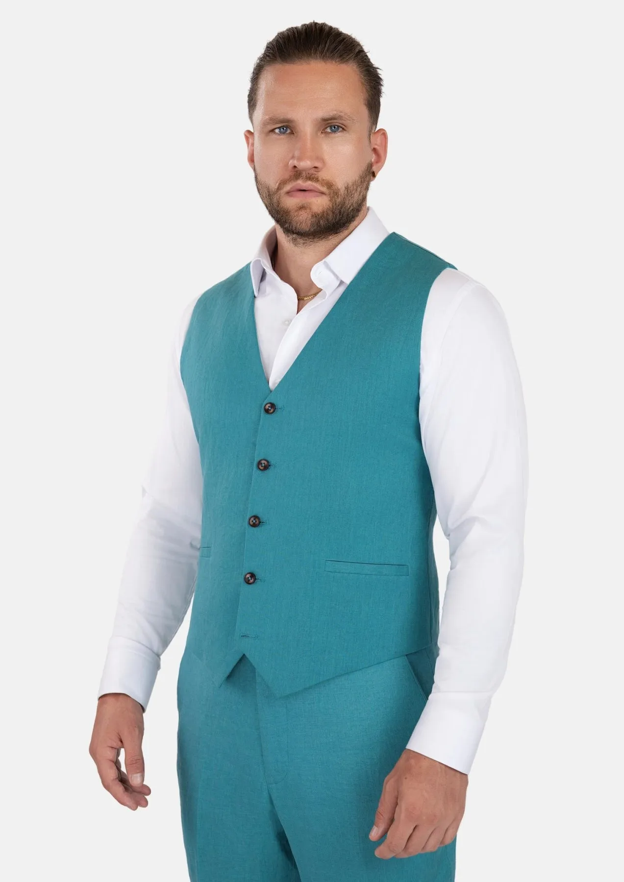 Turkish Blue Linen Vest sold by Sartoro product image thumbnail 3