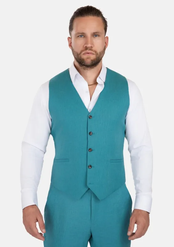 Turkish Blue Linen Vest sold by Sartoro