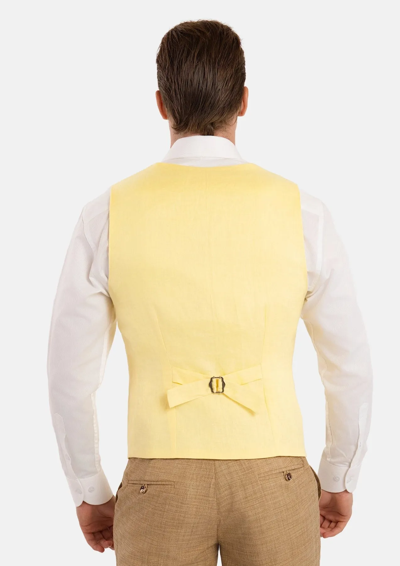 Light Yellow Linen Vest sold by Sartoro product image thumbnail 5