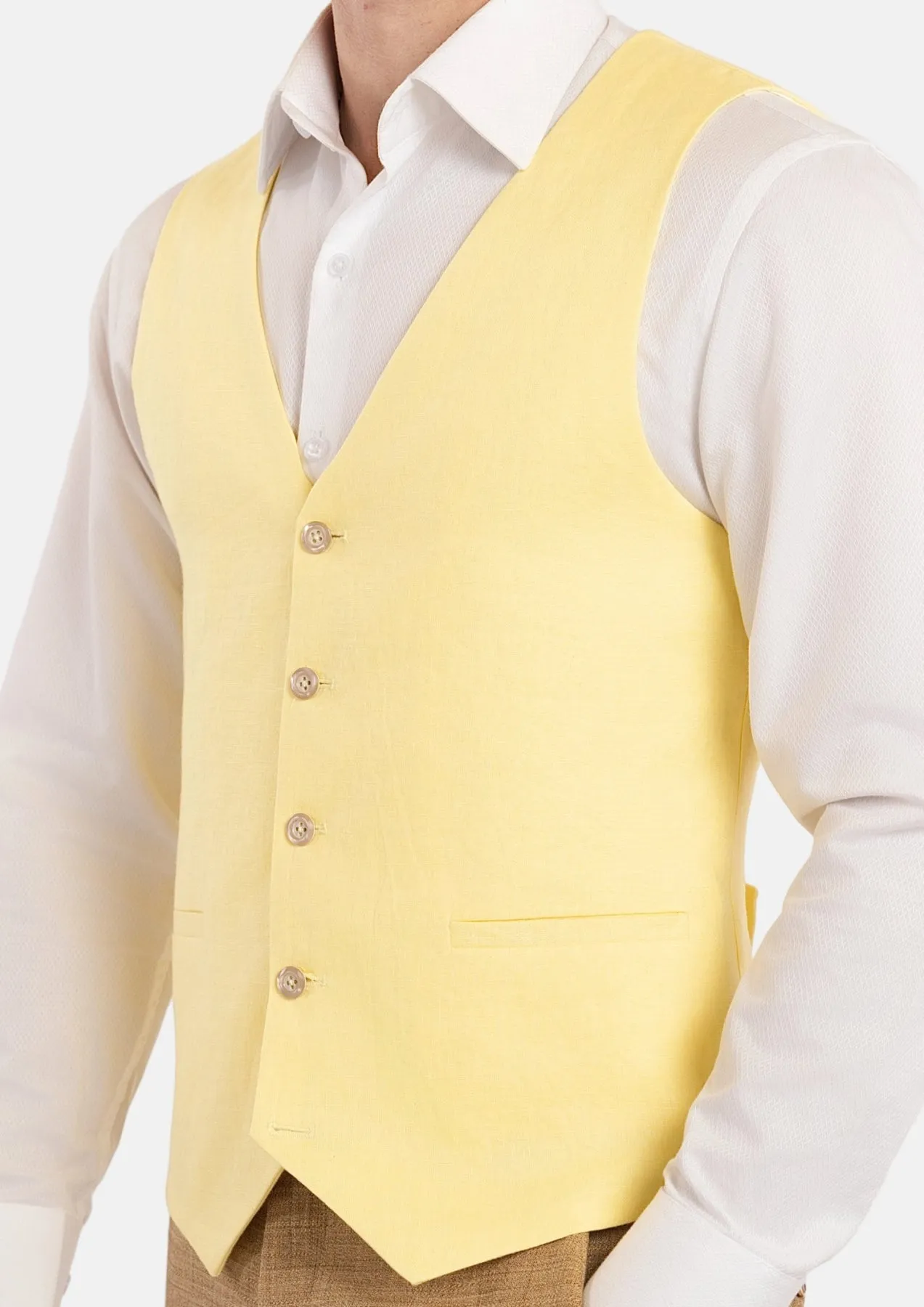 Light Yellow Linen Vest sold by Sartoro product image thumbnail 2