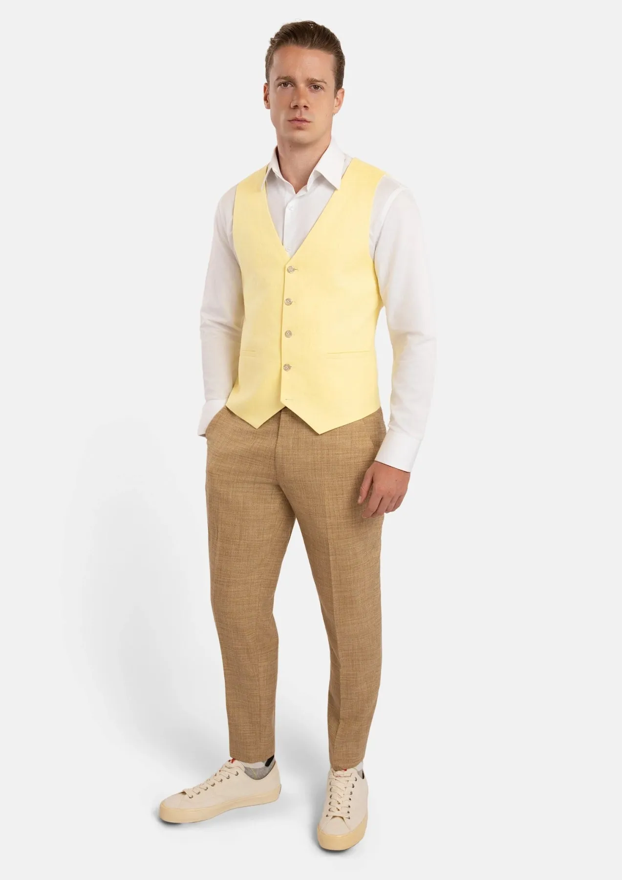 Light Yellow Linen Vest sold by Sartoro product image thumbnail 3