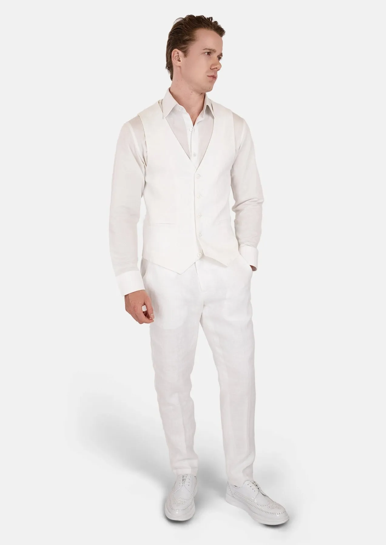 White Linen Vest sold by Sartoro product image thumbnail 4