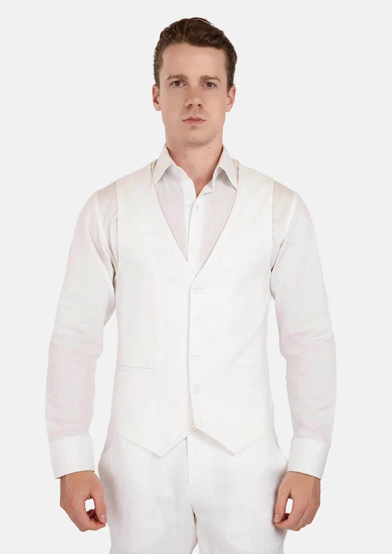 White Linen Vest sold by Sartoro