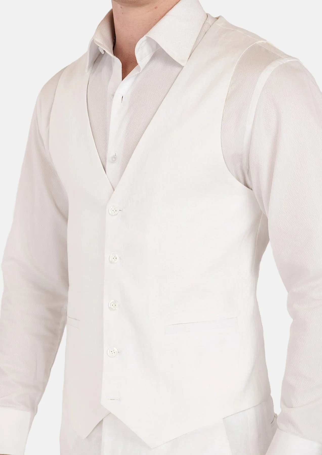 White Linen Vest sold by Sartoro product image thumbnail 2