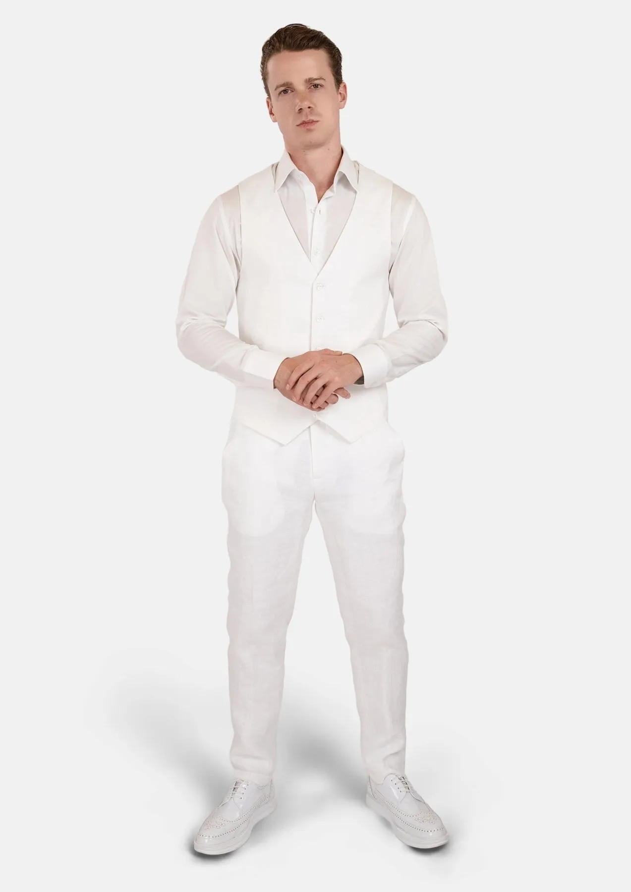 White Linen Vest sold by Sartoro product image thumbnail 5