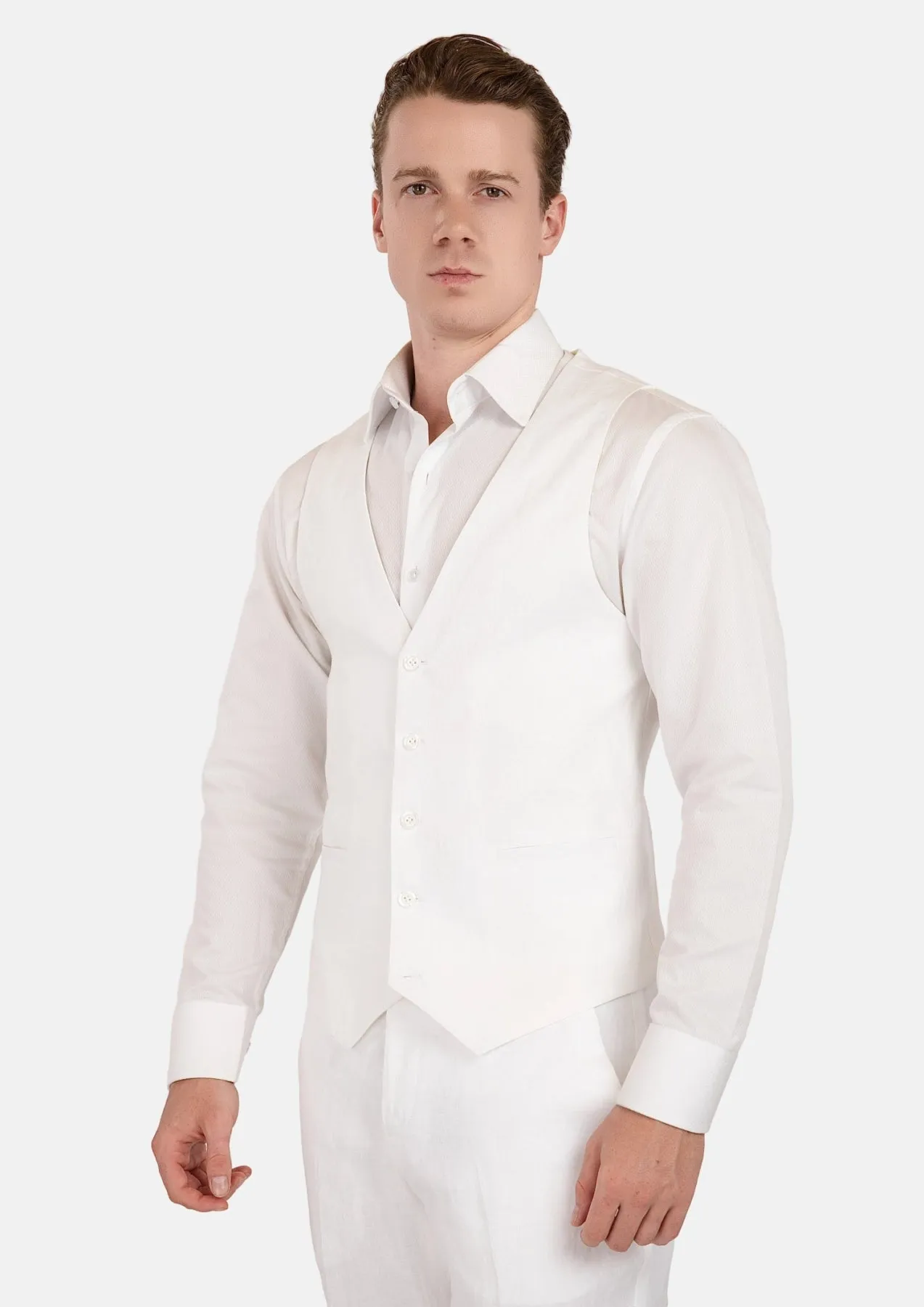 White Linen Vest sold by Sartoro product image thumbnail 3