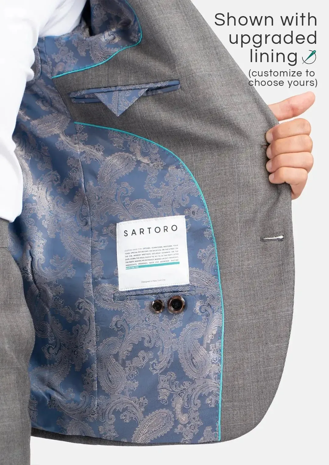 Ellis Spanish Grey Prince Of Wales Suit sold by Sartoro product image thumbnail 5