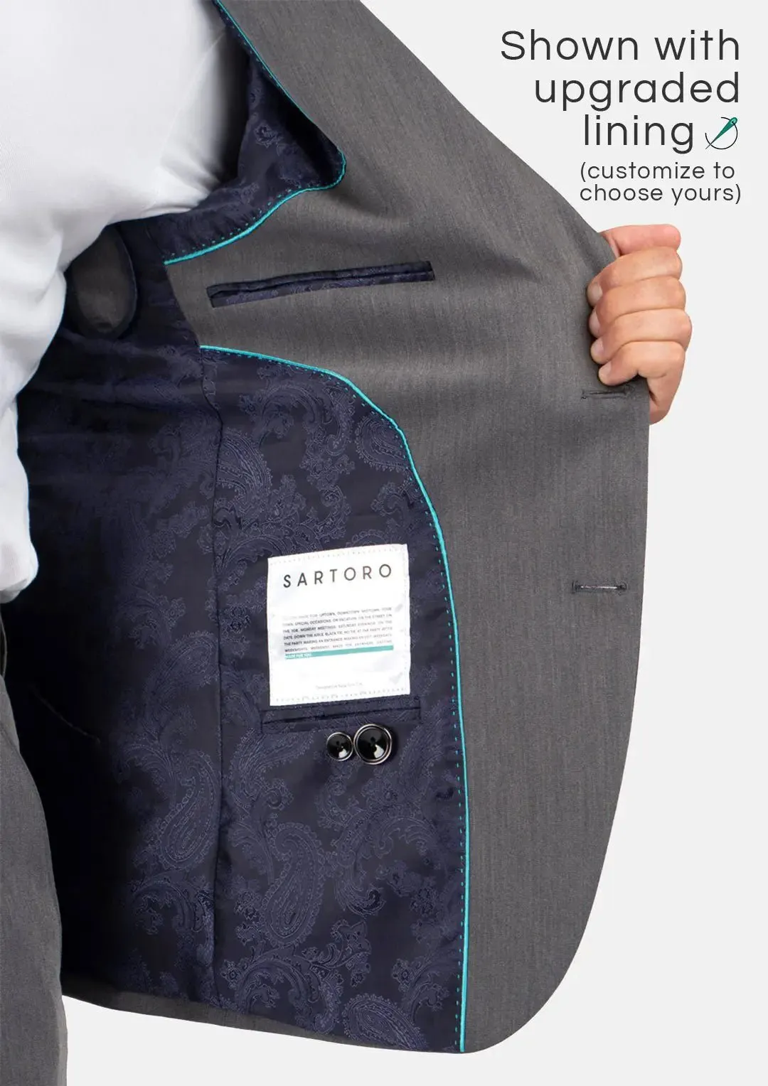 Ellis Light Grey Stretch Jacket sold by Sartoro product image thumbnail 5