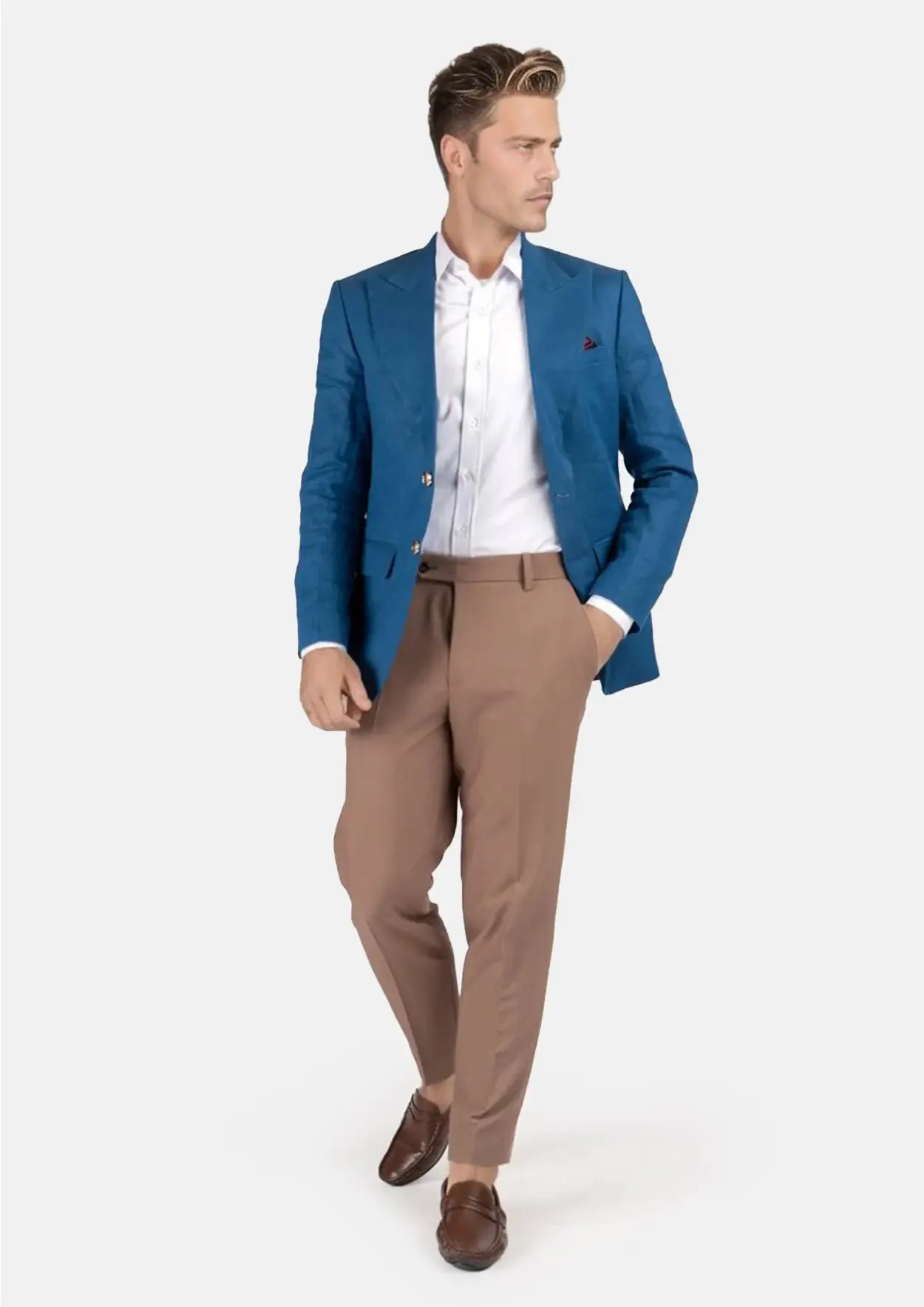 Marine Blue Linen Jacket sold by Sartoro product image thumbnail 3