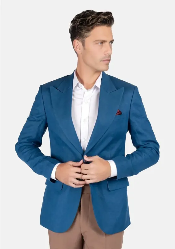 Hudson Marine Blue Linen Jacket sold by Sartoro