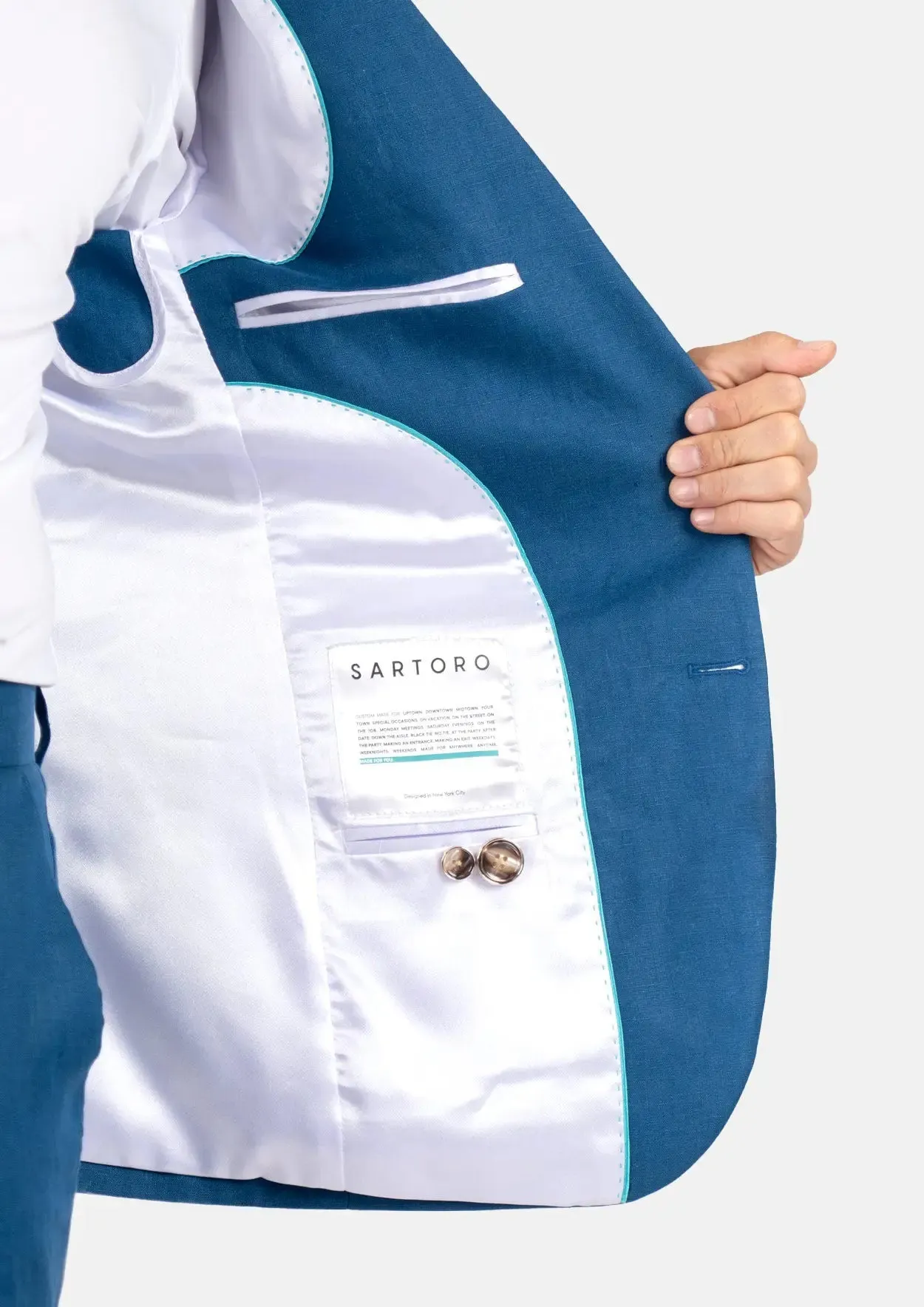 Marine Blue Linen Jacket sold by Sartoro product image thumbnail 5