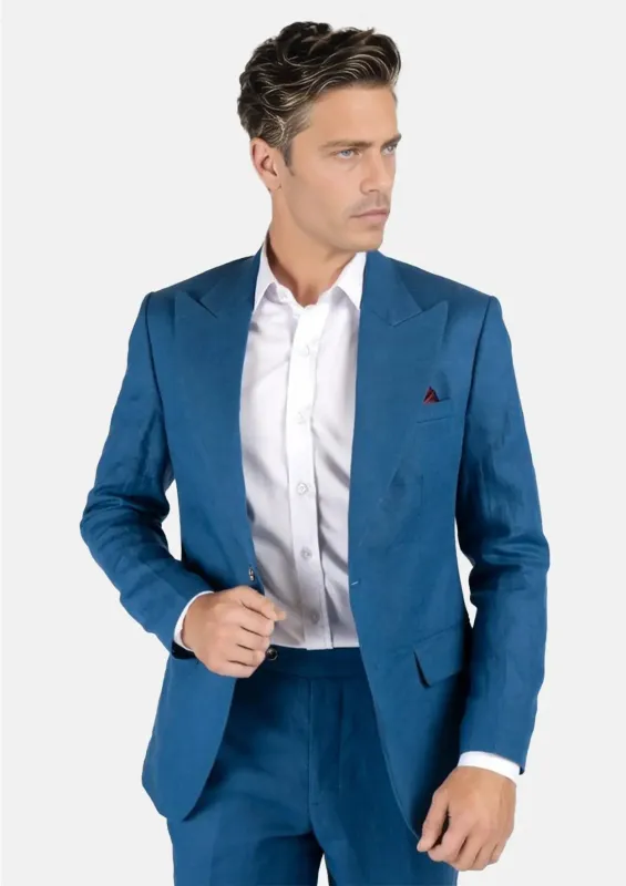 Hudson Marine Blue Linen Suit sold by Sartoro