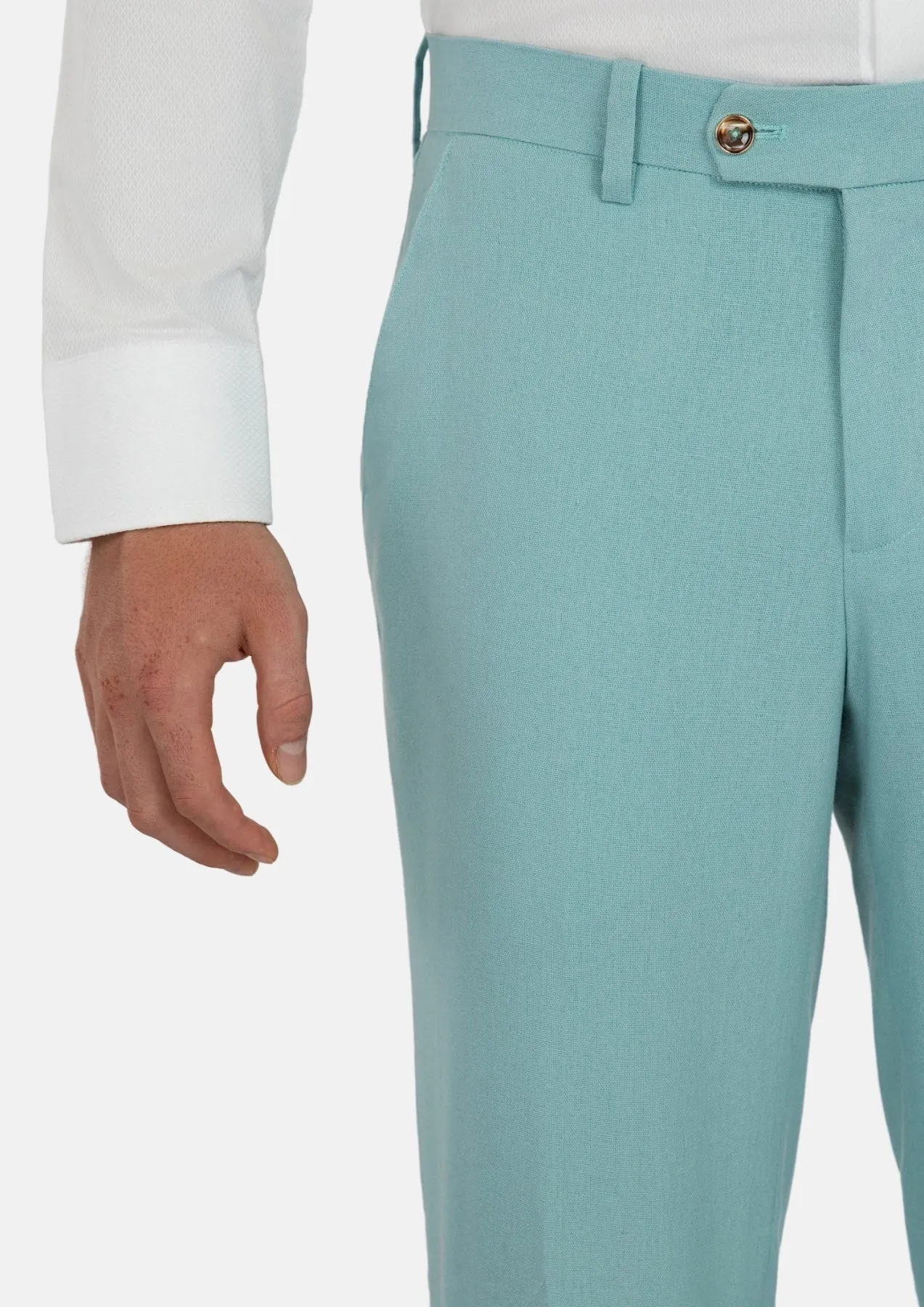 Light Teal Linen Blend Pants sold by Sartoro product image thumbnail 2