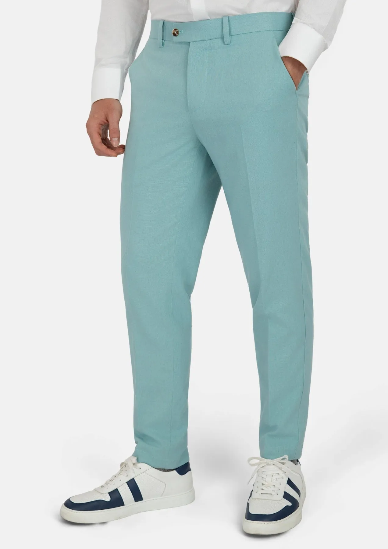 Light Teal Linen Blend Pants sold by Sartoro product image thumbnail 4