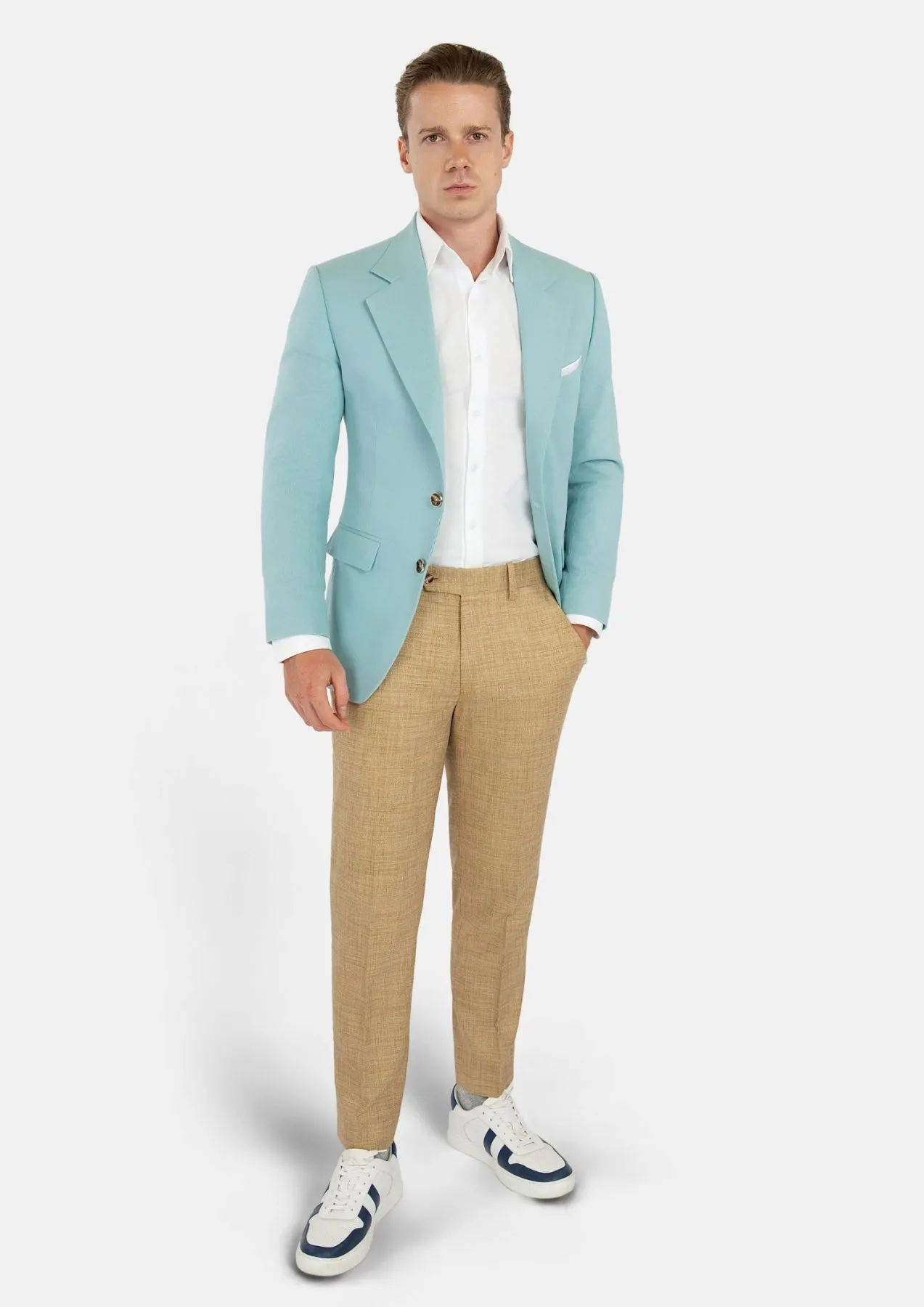 Ellis Light Teal Linen Blend Jacket sold by Sartoro product image thumbnail 3