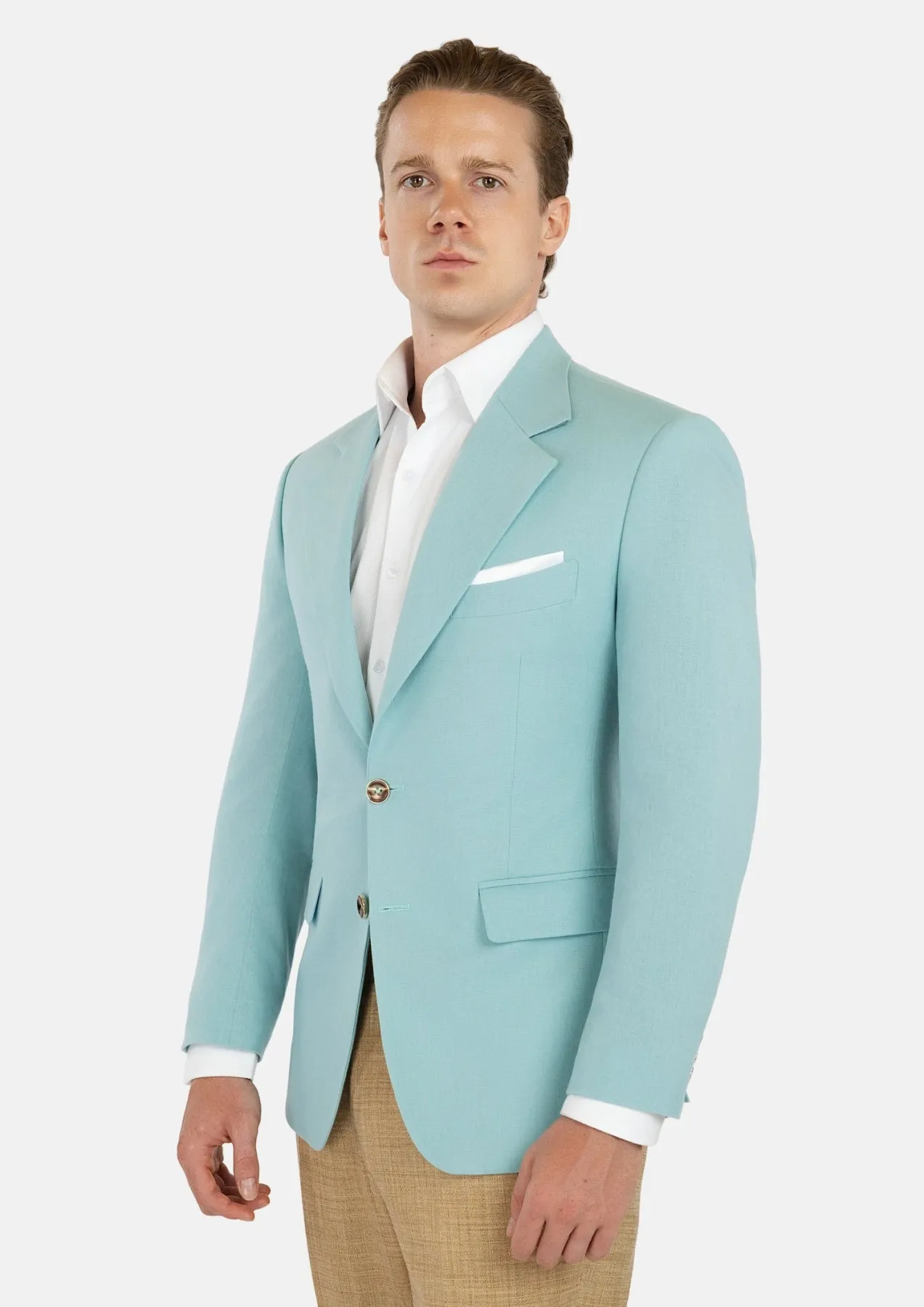 Ellis Light Teal Linen Blend Jacket sold by Sartoro product image thumbnail 4