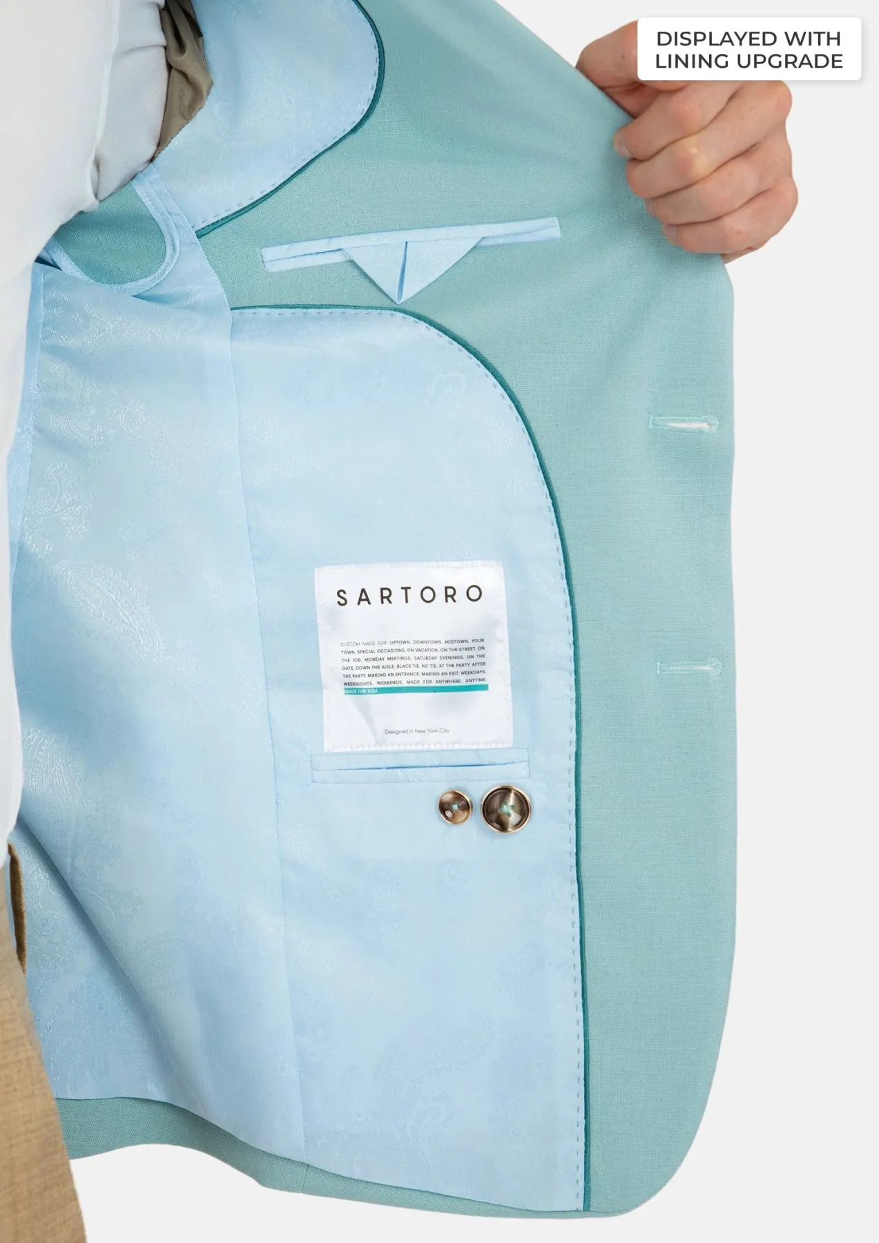 Ellis Light Teal Linen Blend Jacket sold by Sartoro product image thumbnail 5