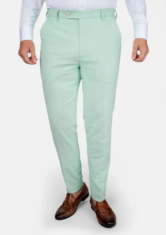Mint Green Linen Blend Pants sold by Sartoro
