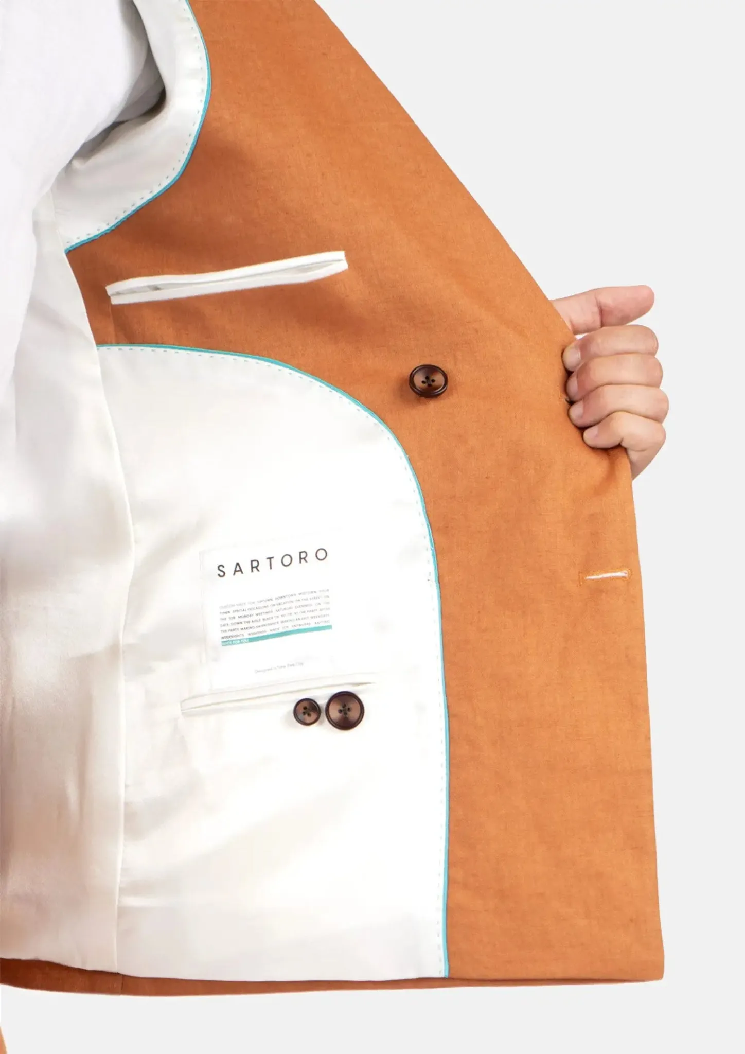 Waverly Burnt Orange Linen Jacket sold by Sartoro product image thumbnail 4