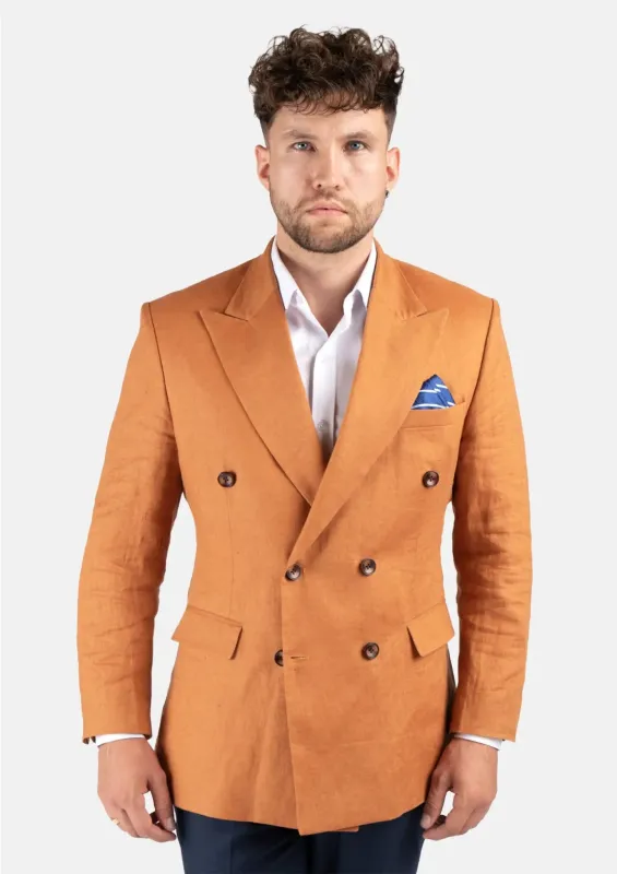 Waverly Burnt Orange Linen Jacket sold by Sartoro