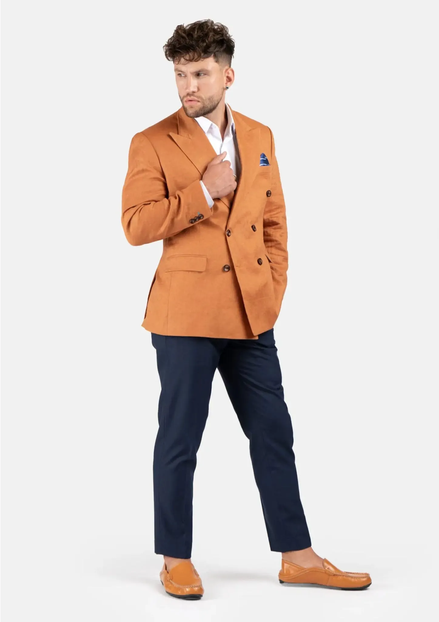 Waverly Burnt Orange Linen Jacket sold by Sartoro product image thumbnail 5