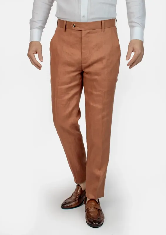 Amber Brown Linen Pants sold by Sartoro