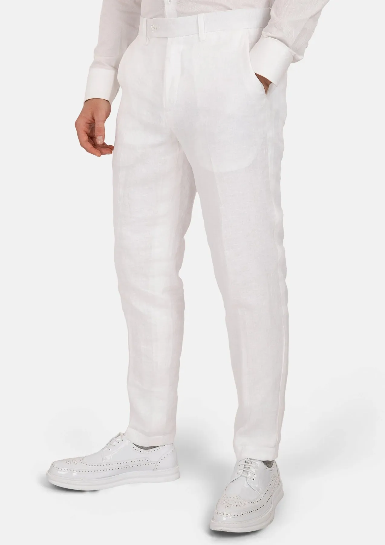 White Linen Pants sold by Sartoro product image thumbnail 3
