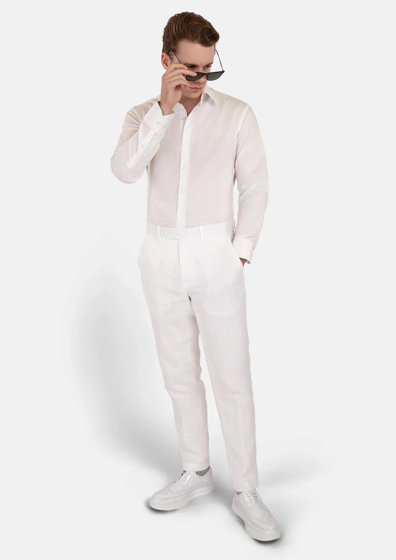 White Linen Pants sold by Sartoro product image thumbnail 4