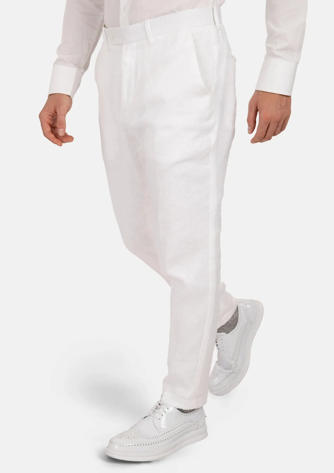 White Linen Pants sold by Sartoro product image thumbnail 5
