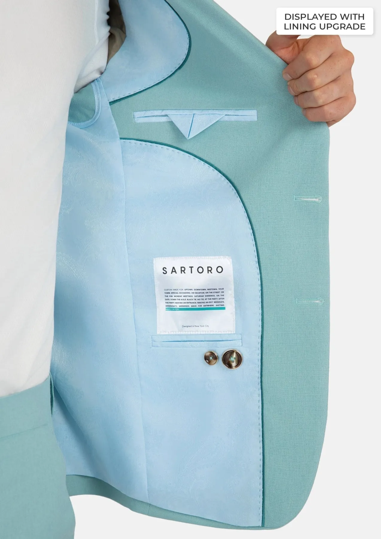 Ellis Light Teal Linen Blend Suit sold by Sartoro product image thumbnail 5