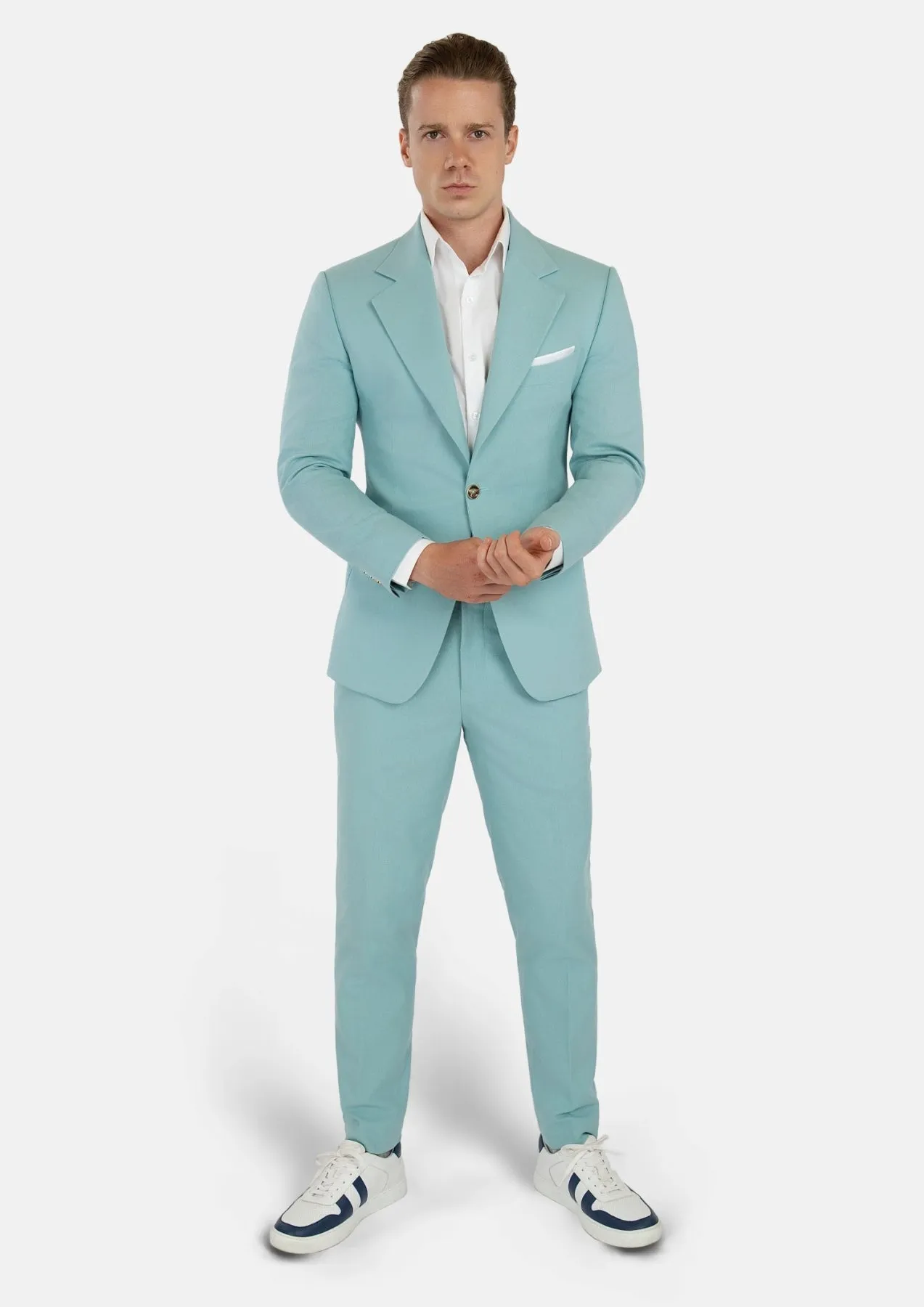 Ellis Light Teal Linen Blend Suit sold by Sartoro product image thumbnail 3