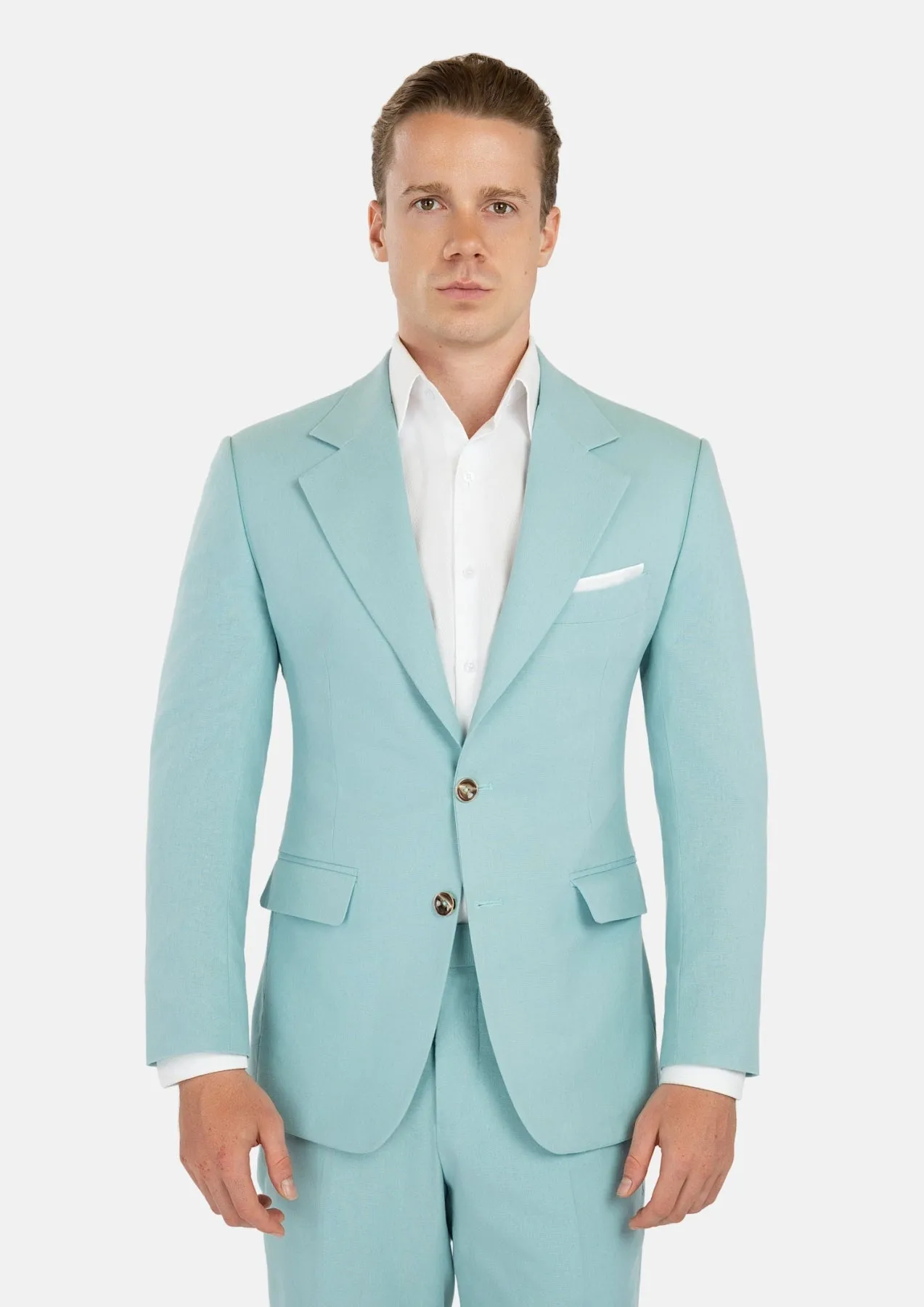 Ellis Light Teal Linen Blend Suit sold by Sartoro