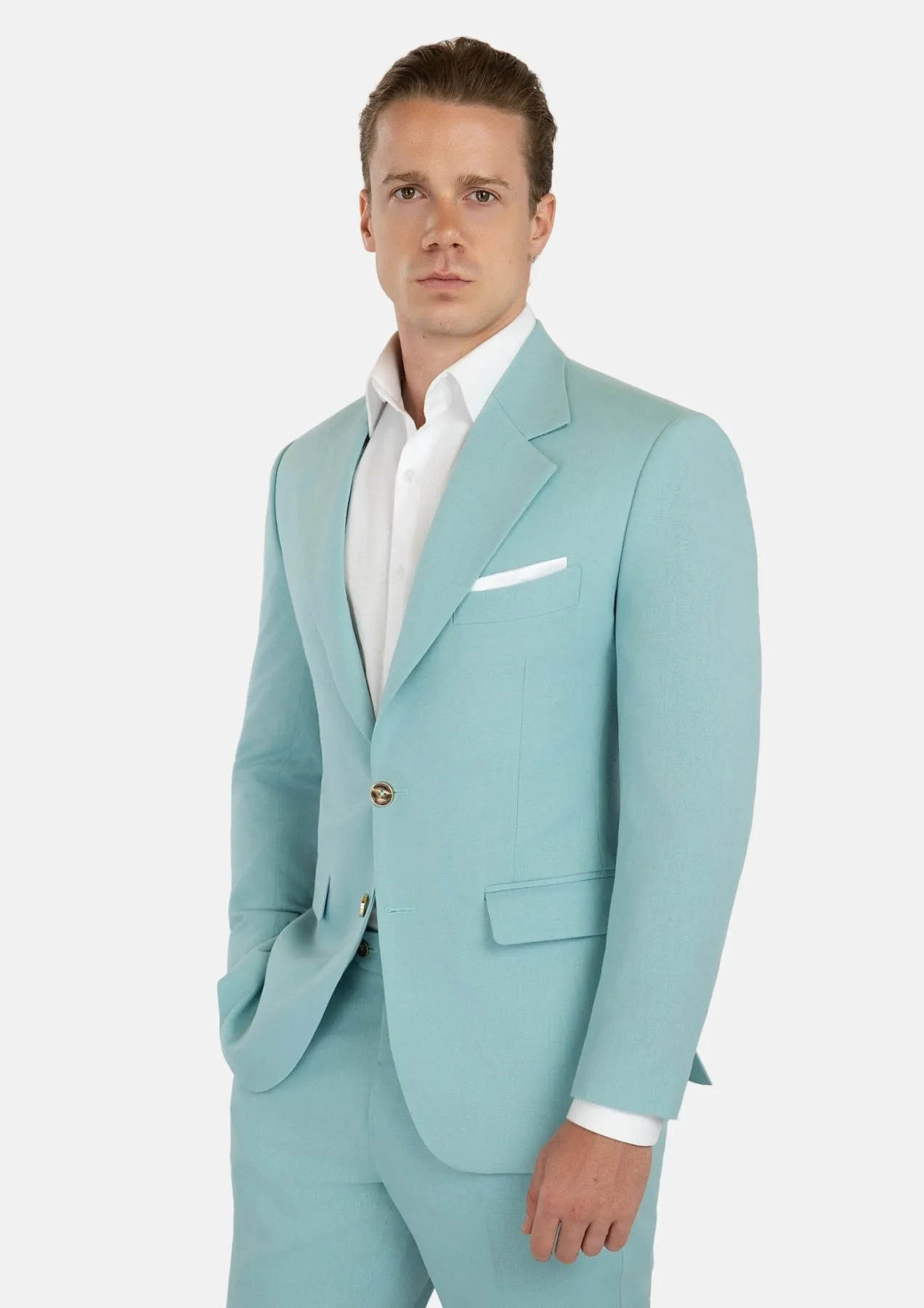 Ellis Light Teal Linen Blend Suit sold by Sartoro product image thumbnail 4