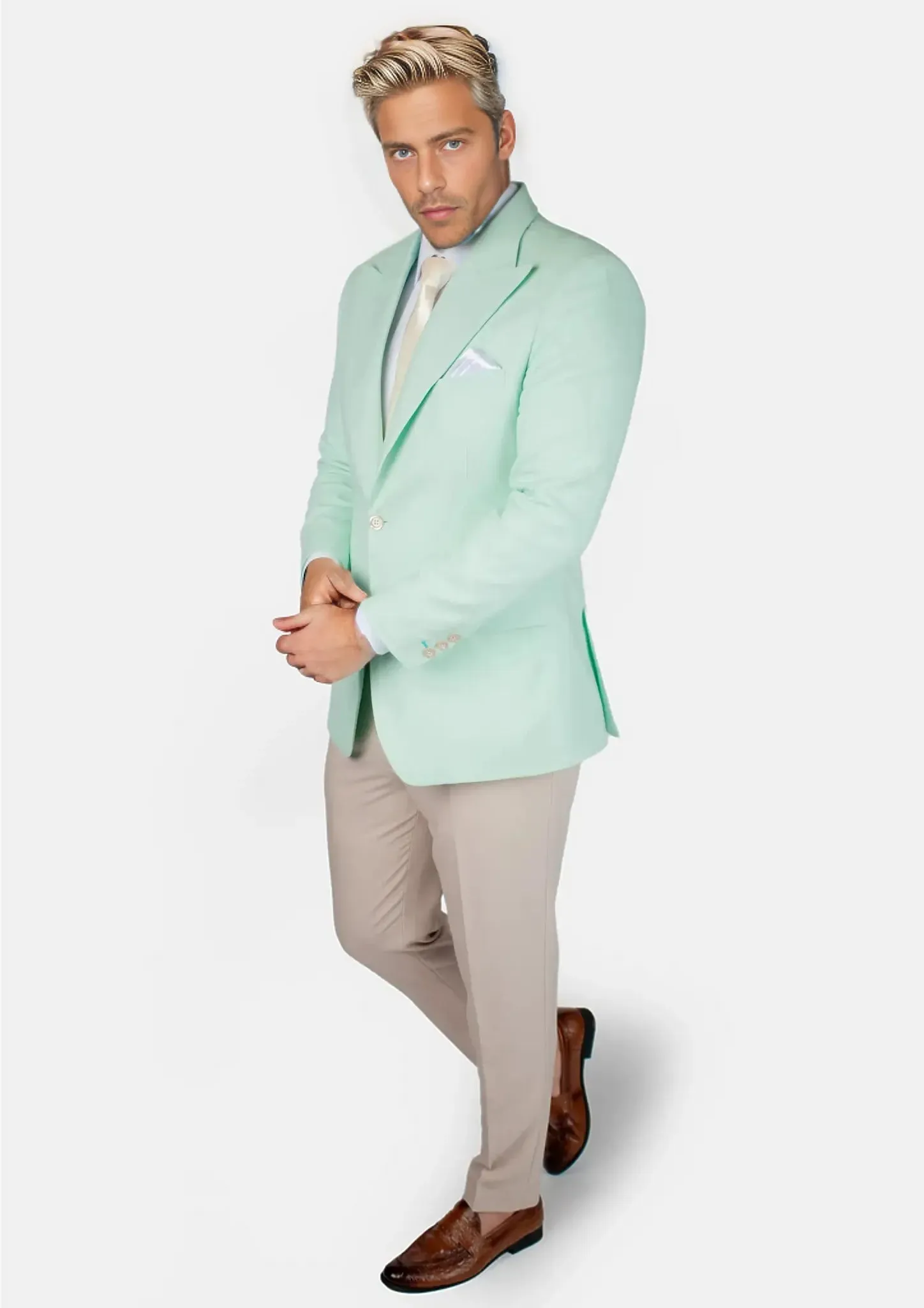 Hudson Mint Green Linen Blend Jacket sold by Sartoro product image thumbnail 3