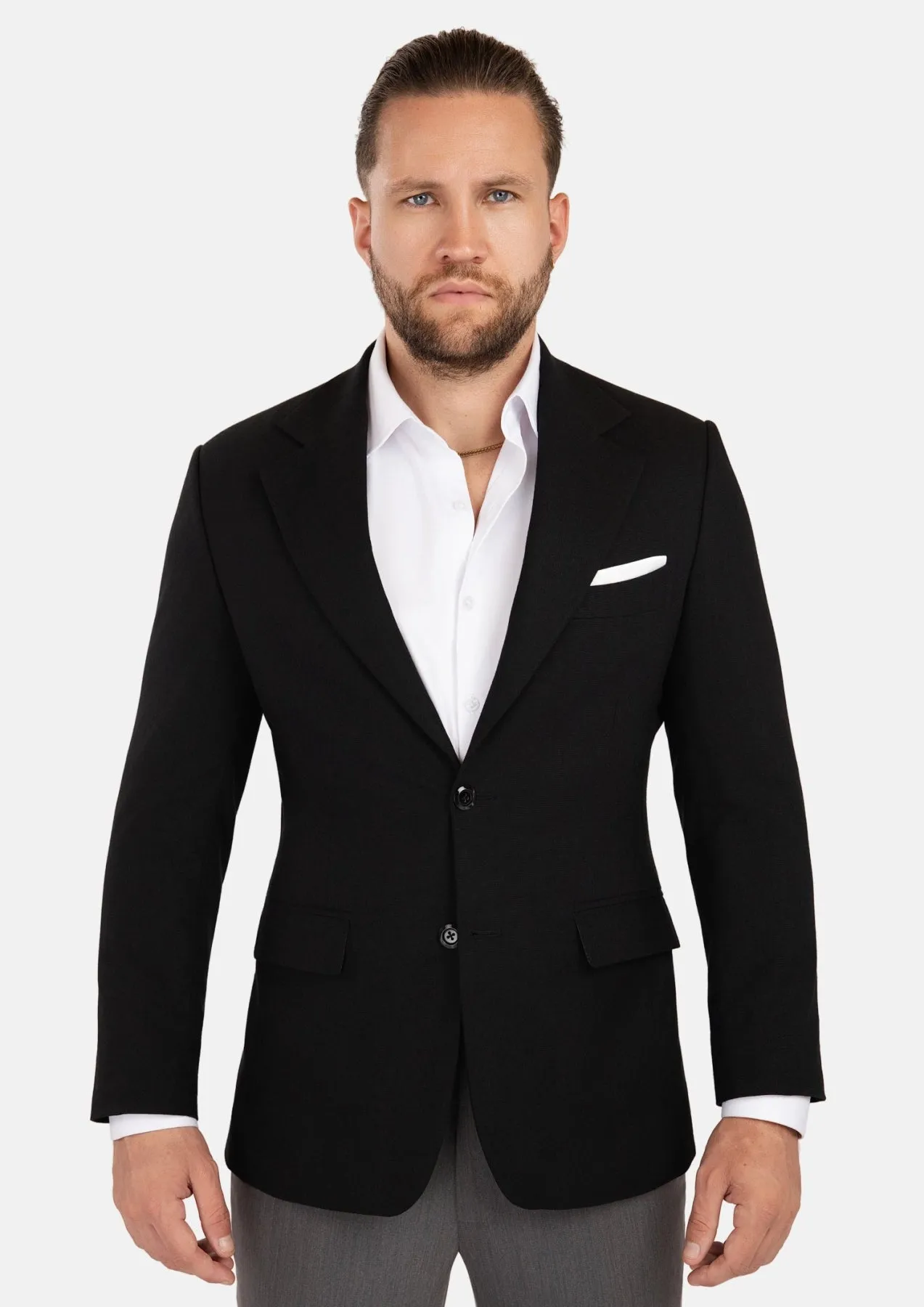 Ellis Black Linen Blend Jacket sold by Sartoro