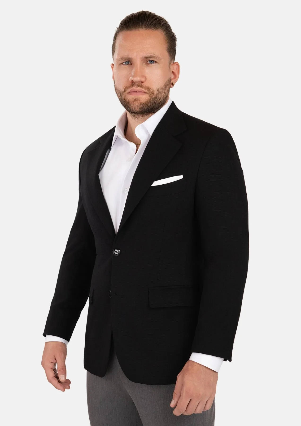 Ellis Black Linen Blend Jacket sold by Sartoro product image thumbnail 3