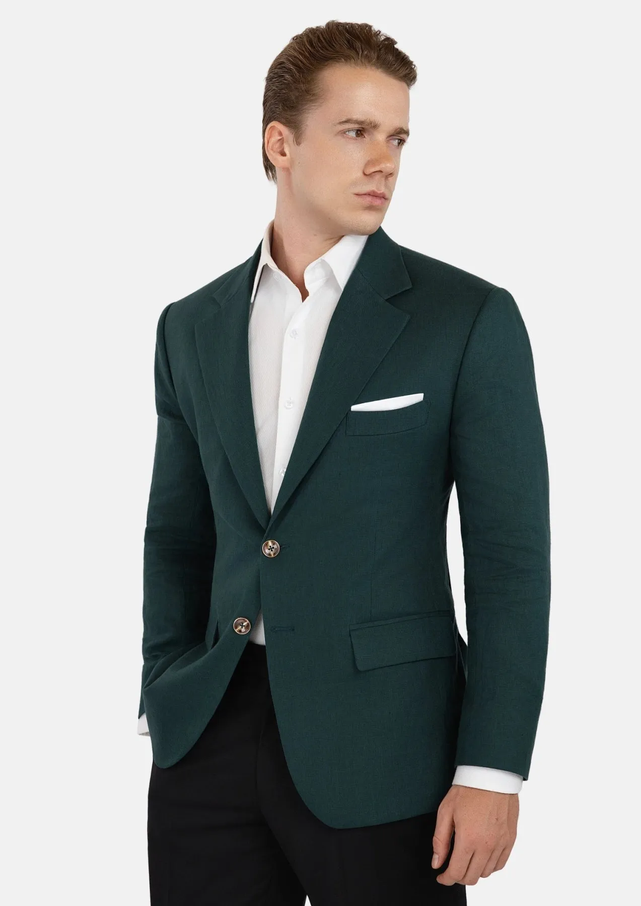 Hudson Phthalo Green Linen Jacket sold by Sartoro product image thumbnail 3