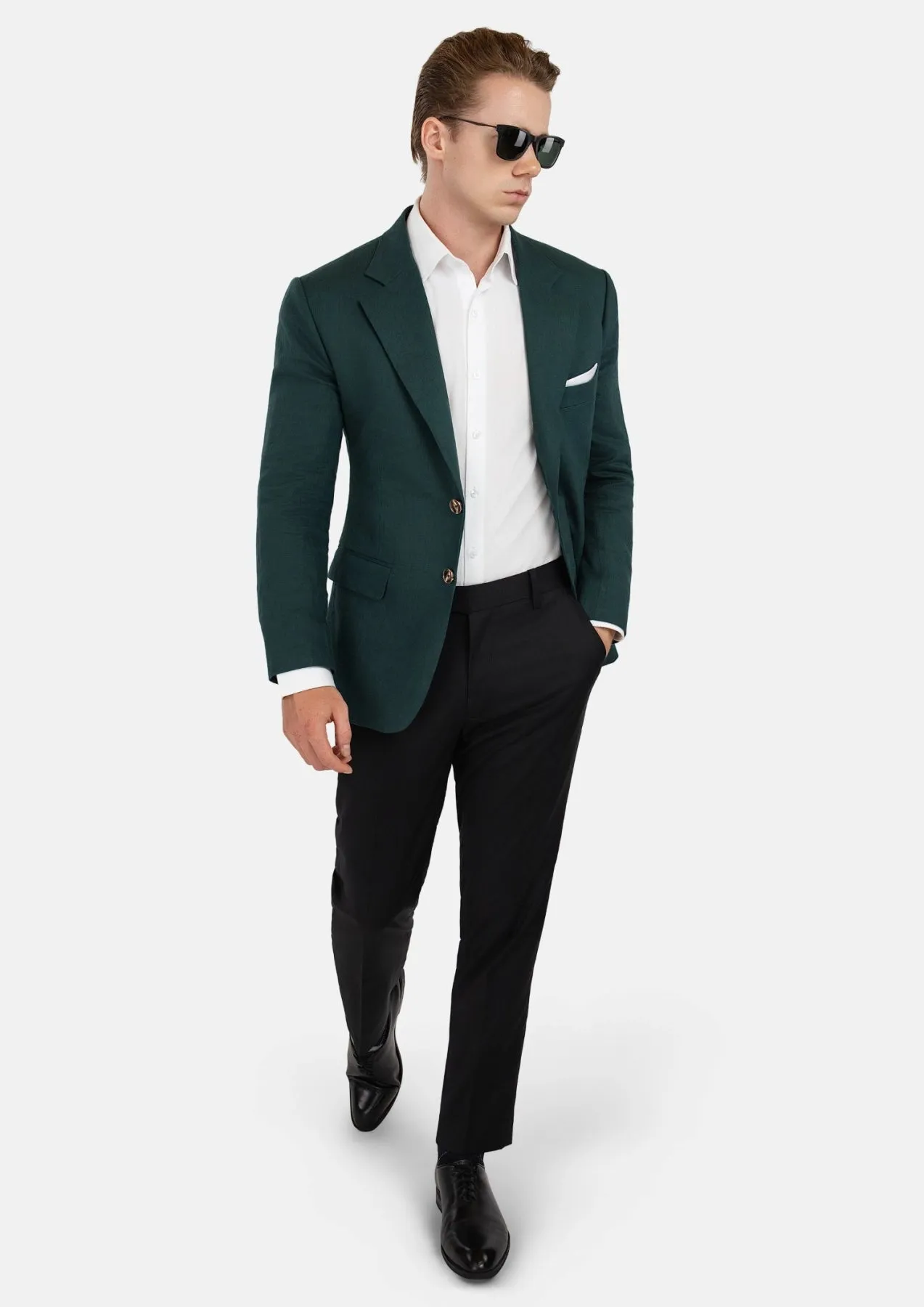 Hudson Phthalo Green Linen Jacket sold by Sartoro product image thumbnail 5