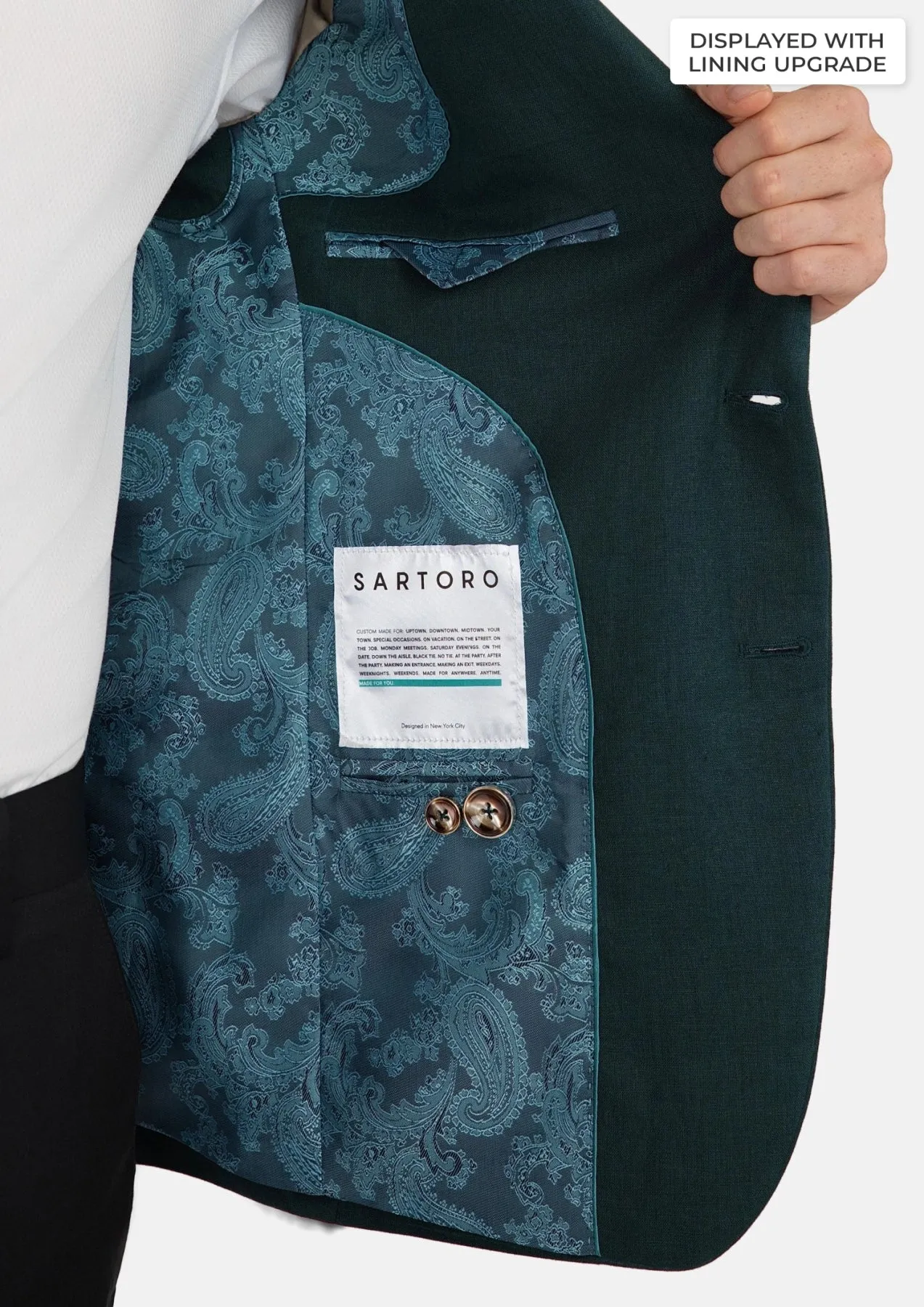 Hudson Phthalo Green Linen Jacket sold by Sartoro product image thumbnail 4