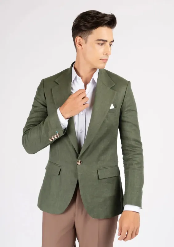 Eldridge Juniper Green Linen Jacket sold by Sartoro