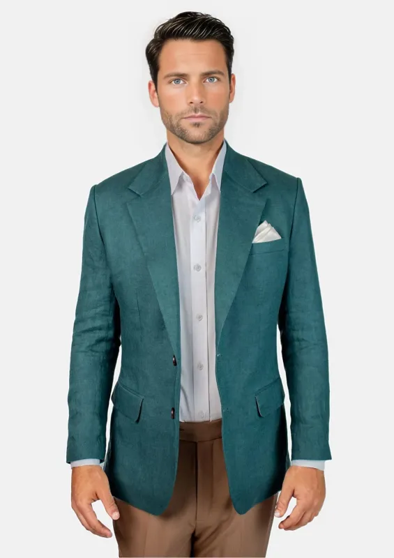 Ellis Deep Teal Linen Jacket sold by Sartoro