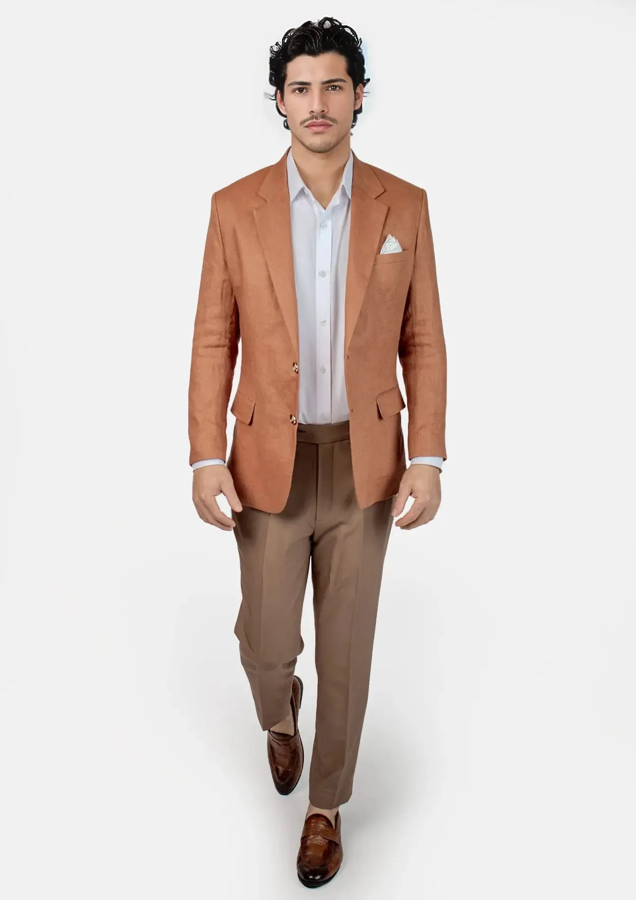 Astor Amber Brown Linen Jacket sold by Sartoro product image thumbnail 3