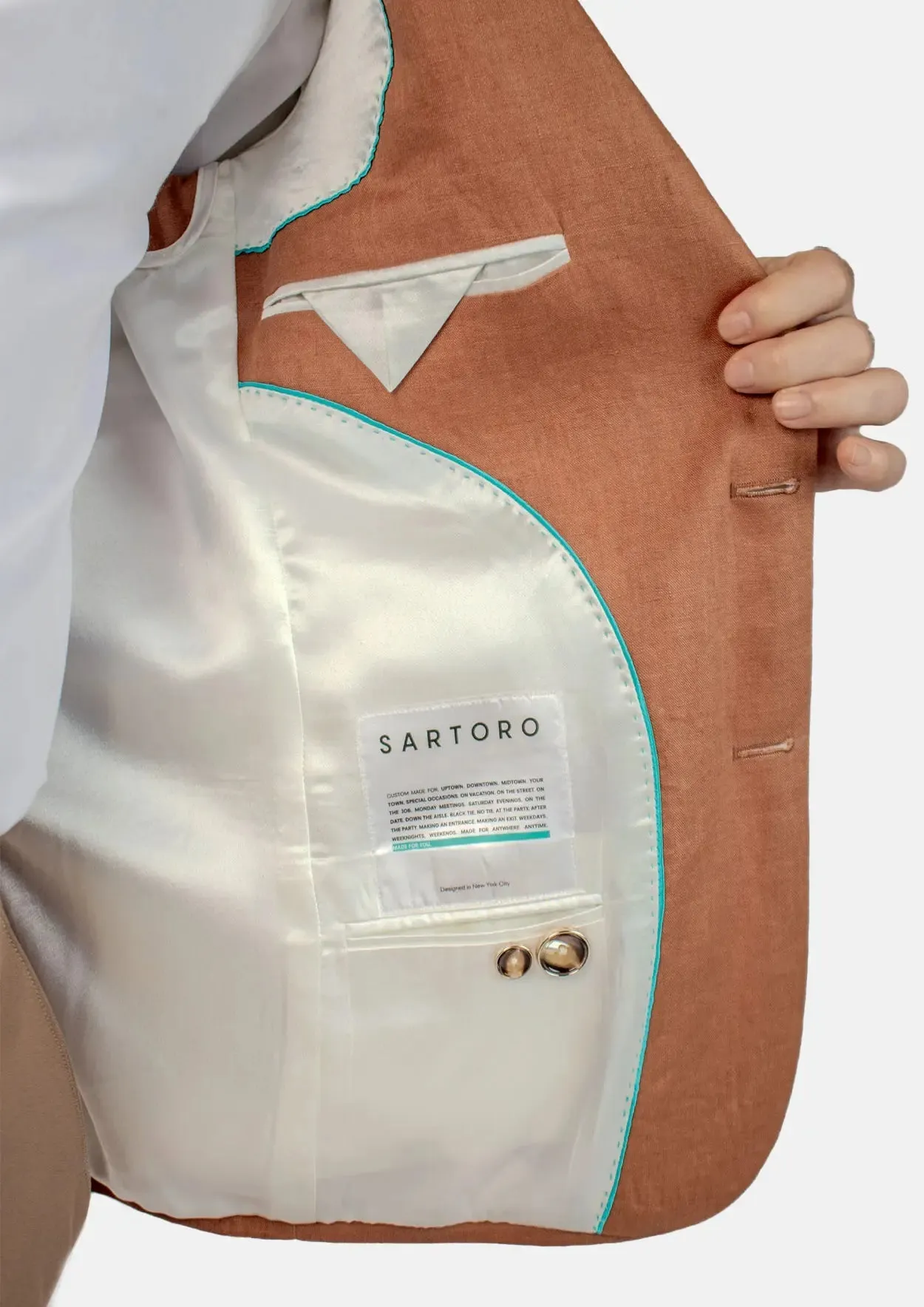 Astor Amber Brown Linen Jacket sold by Sartoro product image thumbnail 4