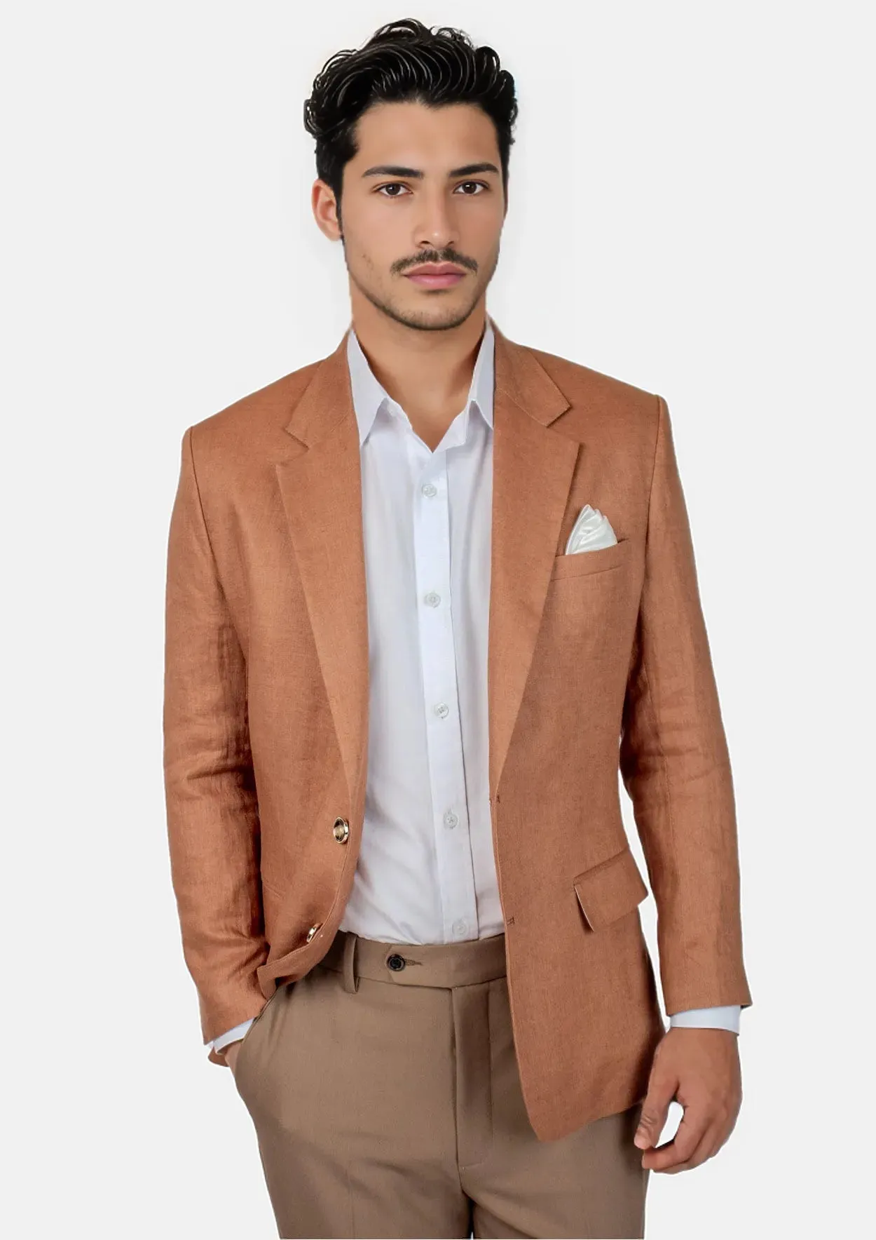 Astor Amber Brown Linen Jacket sold by Sartoro