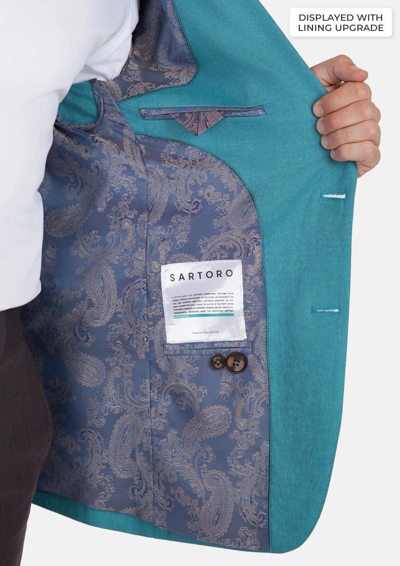 Hudson Turkish Blue Linen Jacket sold by Sartoro product image thumbnail 4